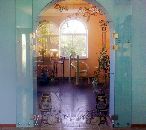 Двустворчатая распашныая стеклянная дверь с росписью